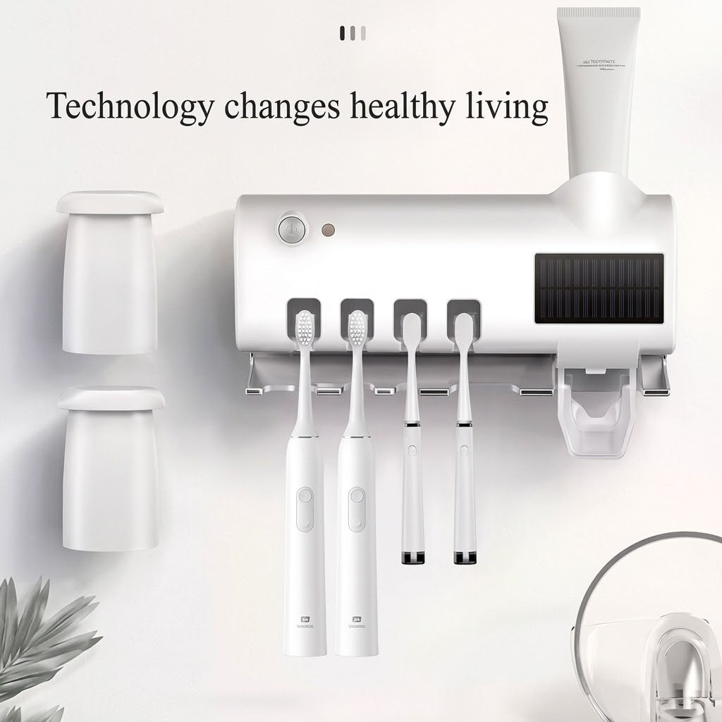DentaShieldPro™ – Sterilizzatore UV per Spazzolini con Erogatore Automatico